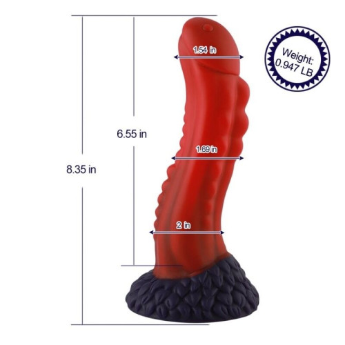 Силиконовый дилдо Hismith 8.35 Curved Silicone Dildo Red Monster Series