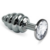 Анальная пробка LoveToy Heavy Metal Anal Plug Silver Rosebud Spiral Clear