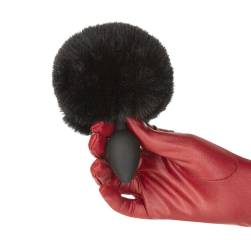 Анальная пробка с хвостом Punishment - Bunny Tail Silicone Anal Plug - Black