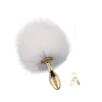 Металлическая анальная пробка Кроличий хвост LOCKINK SEVANDA White Bunny-Tail Anal Pear-shape Plug Металлическая анальная пробка Кроличий хвост LOCKINK SEVANDA White Bunny-Tail Anal Pear-shape Plug