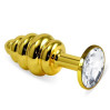 Анальная пробка LoveToy Heavy Metal Anal Plug Gold Rosebud Spiral Clear