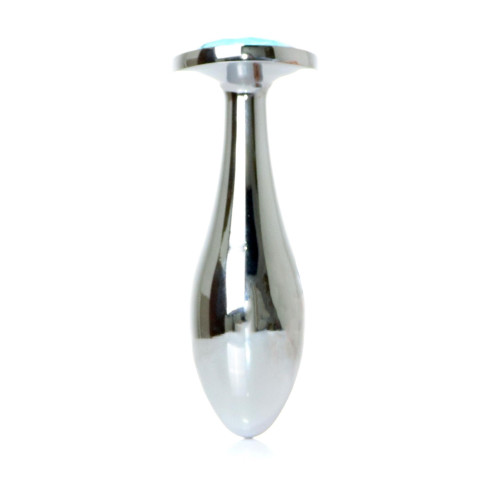Анальна пробка B - Series HeavyFun Bullet Jewellery Silver Plug, діаметр 3,2 см, довжина 10,5 см, Light Blue