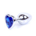 Анальна пробка B - Series HeavyFun Heart Jewellery Silver Plug, діаметр 2,7 см, довжина 7 см, Dark Blue