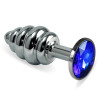Анальная пробка LoveToy Heavy Metal Anal Plug Silver Rosebud Spiral Darkblue