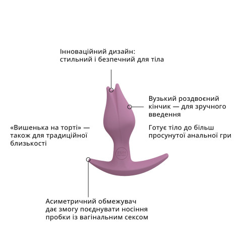 Анальна пробка Fun Factory BOOTIE FEM, рожева, у вигляді бутона, діаметр 2,9 см, тонкий обмежувач