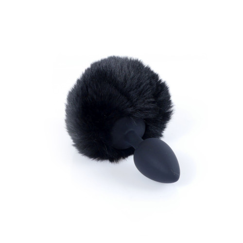 Анальна пробка B - Series HeavyFun Bunny Tail Silicone Black Plug Black