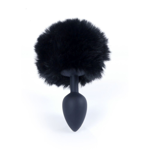Анальна пробка B - Series HeavyFun Bunny Tail Silicone Black Plug Black