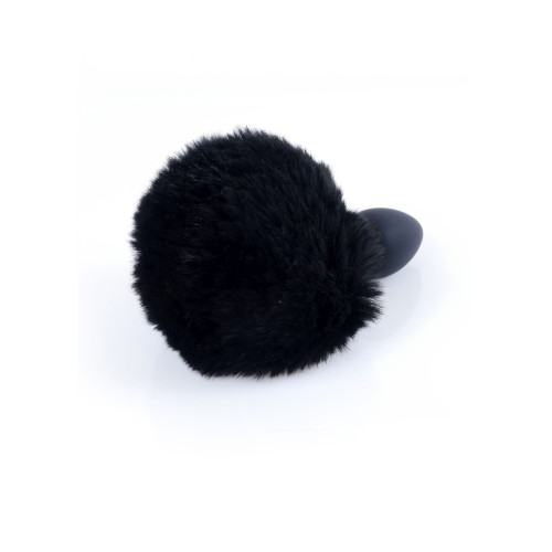 Анальна пробка B - Series HeavyFun Bunny Tail Silicone Black Plug Black