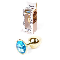 Анальная пробка B – Series HeavyFun Classic Jewellery Gold Plug, диаметр 2,7 см, длина 7 см, Blue