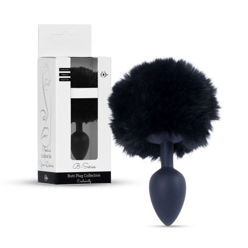 Анальна пробка B - Series HeavyFun Bunny Tail Silicone Black Plug Black