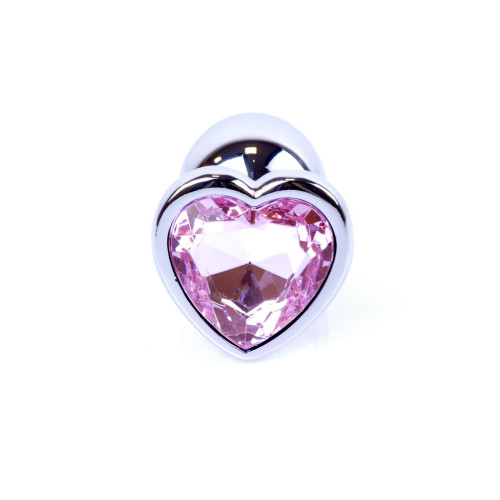 Анальна пробка B - Series HeavyFun Heart Jewellery Silver Plug, діаметр 2,7 см, довжина 7 см, Pink
