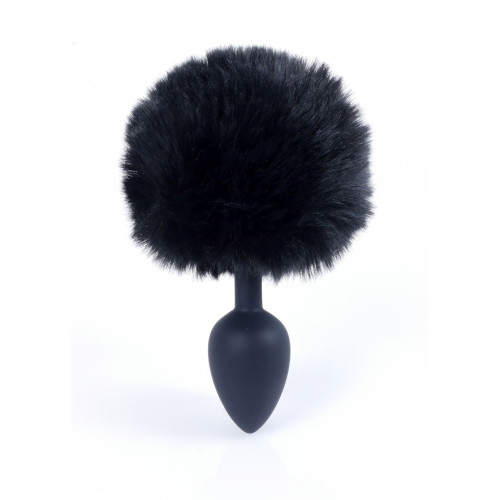 Анальна пробка B - Series HeavyFun Bunny Tail Silicone Black Plug Black