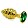 Анальная пробка LoveToy Heavy Metal Anal Plug Gold Rosebud Spiral Green