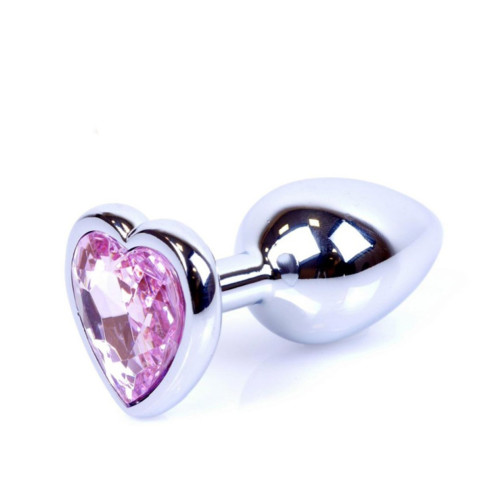Анальна пробка B - Series HeavyFun Heart Jewellery Silver Plug, діаметр 2,7 см, довжина 7 см, Pink
