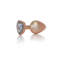 Анальна пробка B - Series HeavyFun Pearl Heart Jewellery Gold Plug Clear L
