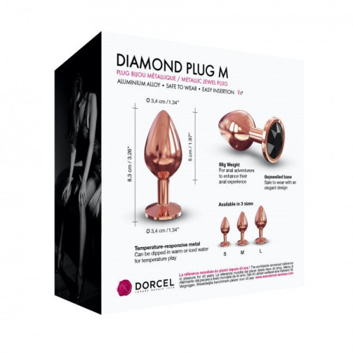 Металева Анальна пробка з прикрасою у вигляді кристала Marc Dorcel - Diamond Plug M