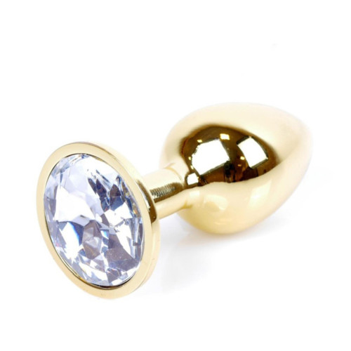 Анальна пробка B - Series HeavyFun Classic Jewellery Gold Plug, діаметр 2,7 см, довжина 7 см, Clear