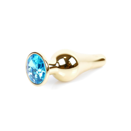 Анальна пробка B - Series HeavyFun Long Jewellery Gold Plug, діаметр 3 см, довжина 9,5 см, Blue