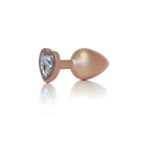 Анальна пробка B - Series HeavyFun Pearl Heart Jewellery Gold Plug Clear M