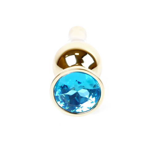 Анальна пробка B - Series HeavyFun Long Jewellery Gold Plug, діаметр 3 см, довжина 9,5 см, Blue
