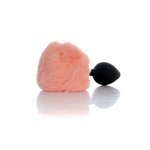 Анальна пробка B - Series HeavyFun Bunny Tail Silicone Black Plug Peach