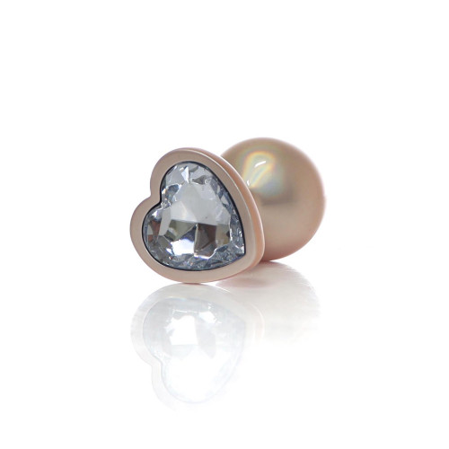 Анальна пробка B - Series HeavyFun Pearl Heart Jewellery Gold Plug Clear M