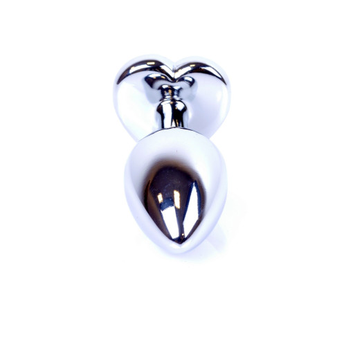 Анальна пробка B - Series HeavyFun Heart Jewellery Silver Plug, діаметр 2,7 см, довжина 7 см, Red