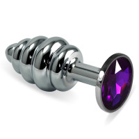 Анальная пробка LoveToy Heavy Metal Anal Plug Silver Rosebud Spiral Purple