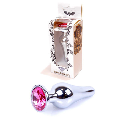 Анальна пробка B - Series HeavyFun Long Jewellery Silver Plug, діаметр 3 см, довжина 9,5 см, Pink