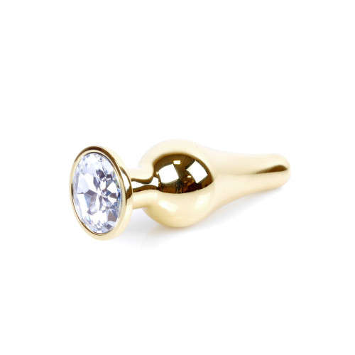 Анальна пробка B - Series HeavyFun Long Jewellery Gold Plug, діаметр 3 см, довжина 9,5 см, Clear