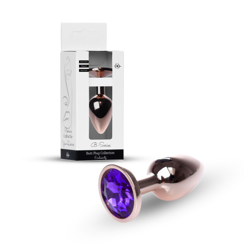 Анальна пробка B - Series HeavyFun Classic Jewellery Red Gold Plug, діаметр 2,7 см, довжина 7 см, Purple