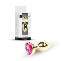 Анальная пробка B - Series HeavyFun Heart Jewellery Gold Plug, диаметр 2,7 см, длина 7 см, Fuchsia