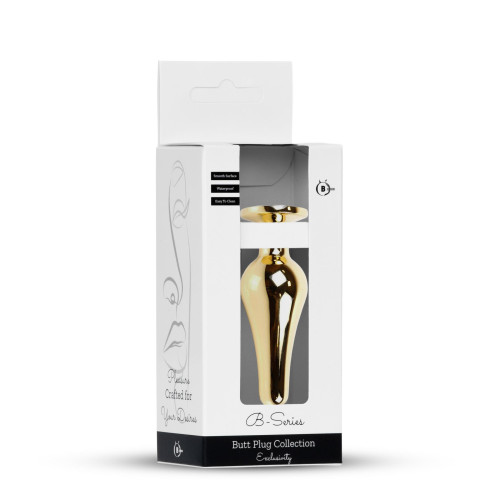 Анальна пробка B - Series HeavyFun Long Jewellery Gold Plug, діаметр 3 см, довжина 9,5 см, Clear