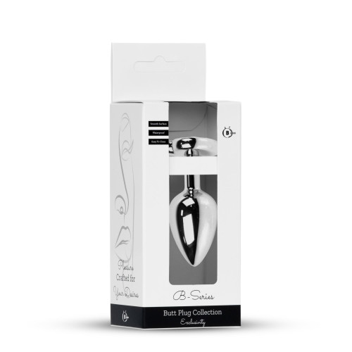 Анальна пробка B - Series HeavyFun Heart Jewellery Silver Plug, діаметр 2,7 см, довжина 7 см, Red