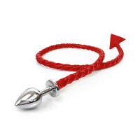 Металлическая анальная пробка S с дьявольским хвостом Art of Sex - Succubus, экокожа, красный