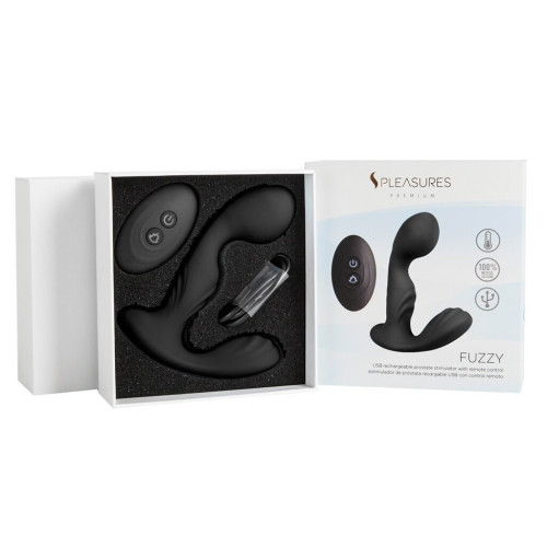 Вібромасажер простати S Pleasures Premium FUZZY, чорний, з рельєфом, 10 режимів вібрації, нагрів
