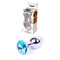 Анальна пробка B - Series HeavyFun Classic Jewellery Silver Plug, діаметр 2,7 см, довжина 7 см, Blue