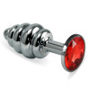 Анальная пробка LoveToy Heavy Metal Anal Plug Silver Rosebud Spiral Red