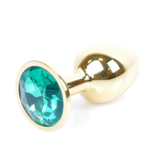 Анальная пробка B – Series HeavyFun Classic Jewellery Gold Plug, диаметр 2,7 см, длина 7 см, Green