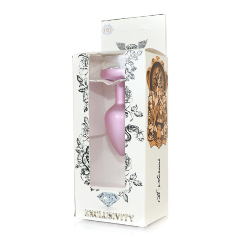 Анальна пробка B - Series HeavyFun Pearl Heart Jewellery Pink Plug Clear S