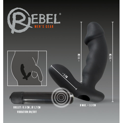Масажер простати Rebel Cock-shaped vibe Prostata-Vibrator Чорний