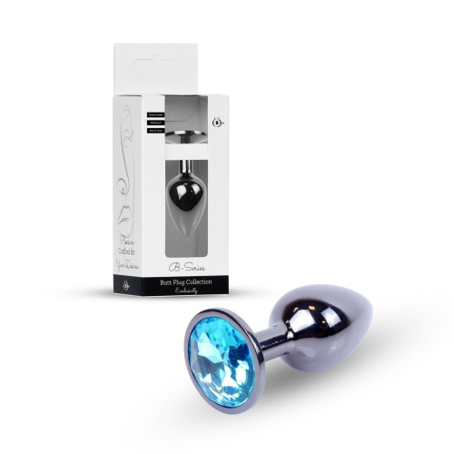 Анальная пробка B – Series HeavyFun Classic Jewellery Dark Silver Plug, диаметр 2,7 см, длина 7 см, Blue