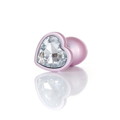 Анальна пробка B - Series HeavyFun Pearl Heart Jewellery Pink Plug Clear S