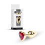 Анальная пробка B - Series HeavyFun Heart Jewellery Gold Plug, диаметр 2,7 см, длина 7 см, Red