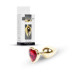 Анальна пробка B - Series HeavyFun Heart Jewellery Gold Plug, діаметр 2,7 см, довжина 7 см, Red