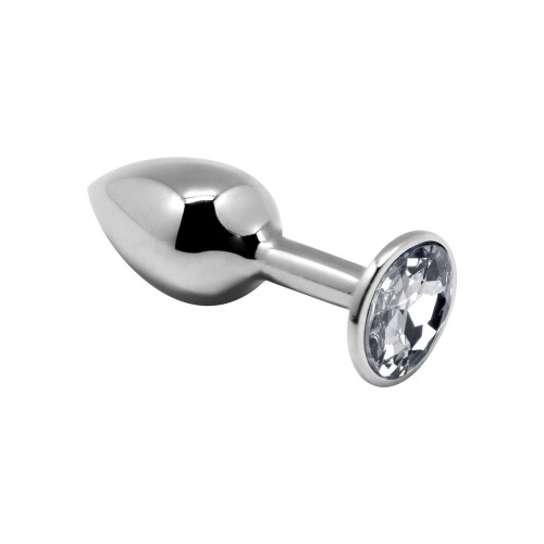 Анальная металлическая пробка с кристаллом Alive Mini Metal Butt Plug White M