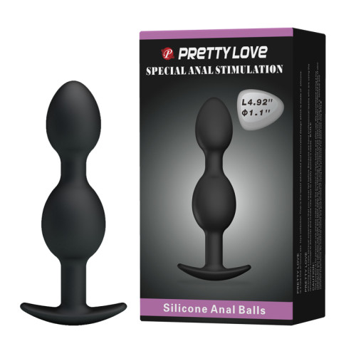 Анальная пробка Pretty Love silicone Anal balls Черная 12.5 см