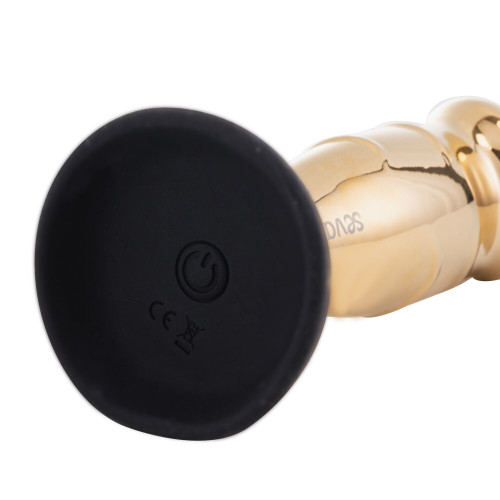 Вибромассажер простаты LOCKINK SEVANDA Hercules, золотистый, 10 режимов, пульт ДУ, съемная присоска