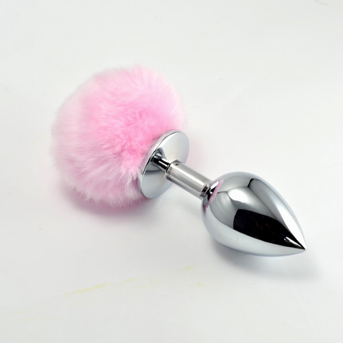Анальная пробка LoveToy Heavy Metal Anal Plug Pompon S Pink