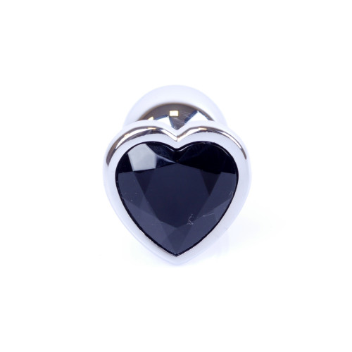 Анальна пробка B - Series HeavyFun Heart Jewellery Silver Plug, діаметр 2,7 см, довжина 7 см, Black